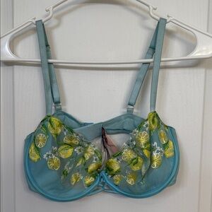 Victoria Secret Floral Embroidered Lemon Sheer Bra